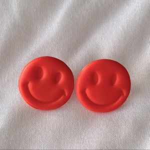Y2K neon orange smiley face earrings